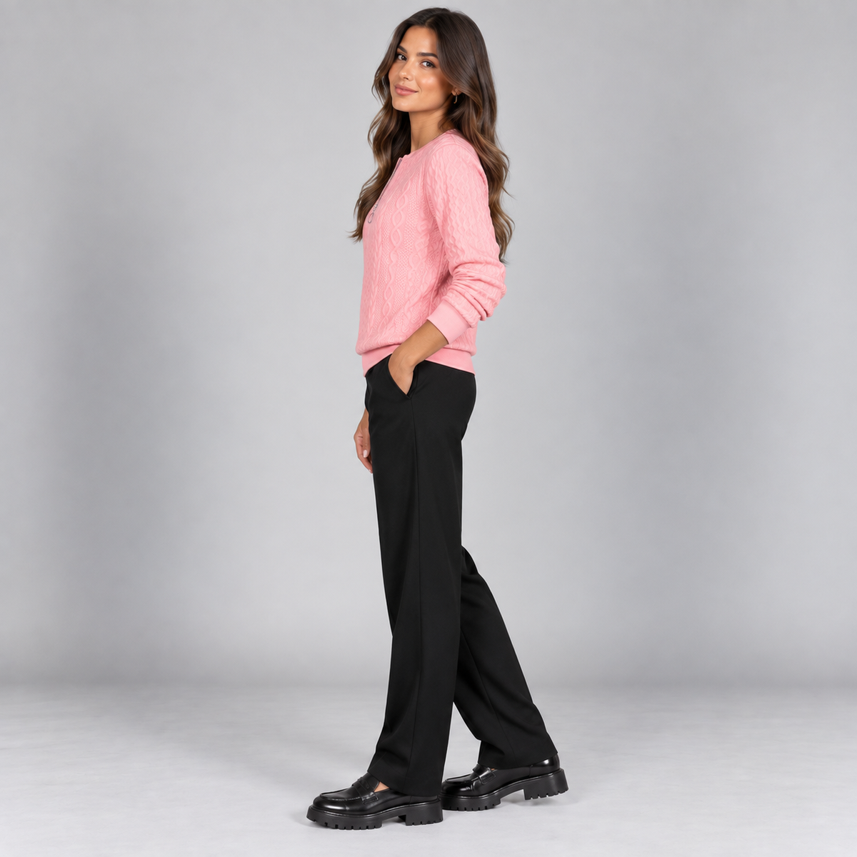 Suéter de media cremallera para mujer con cuello de cremallera
