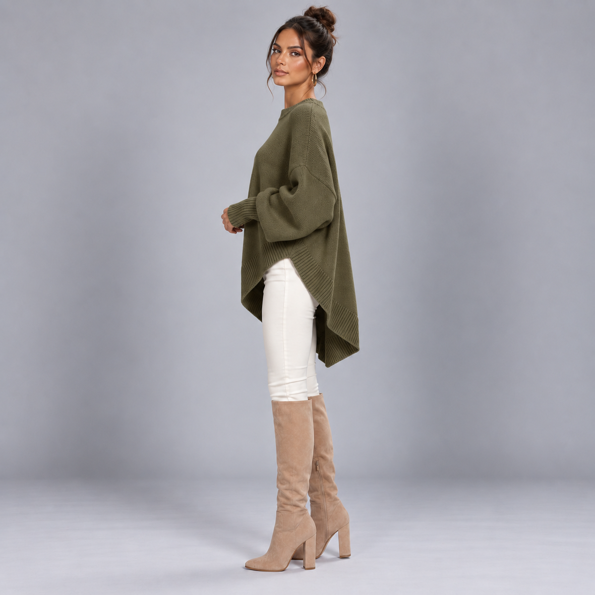 Jersey de punto fino para mujer con corte entallado