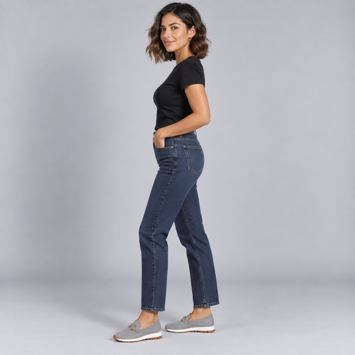 Mocasines Ortopédicos para Mujer con Parte Superior Textil | Cierre de Deslizamiento | Accento Metálico, Suela Flexible, Comodidad Todo el Día | Zapatos de Trabajo