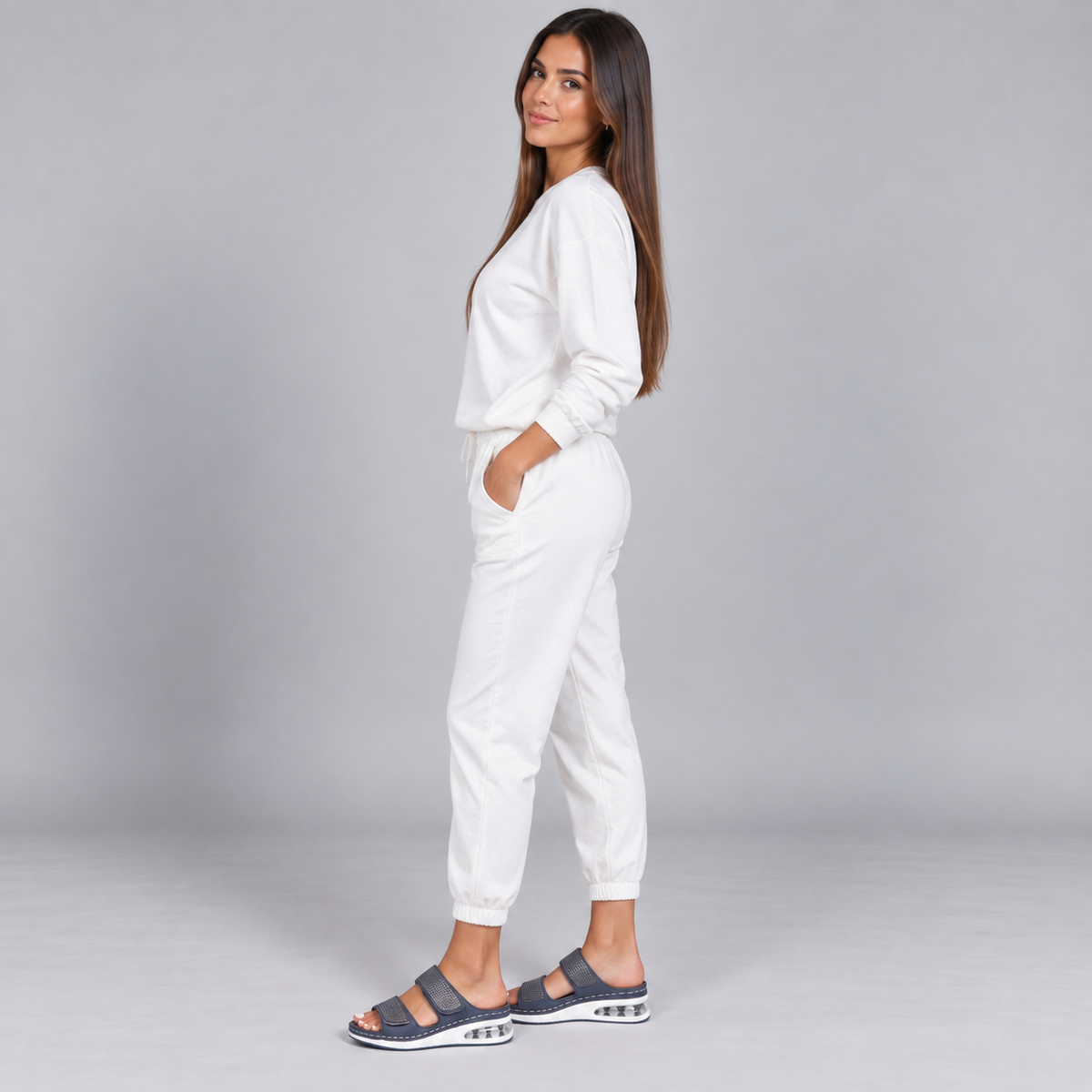Sandalias de cuña para mujer con pedrería y acolchado