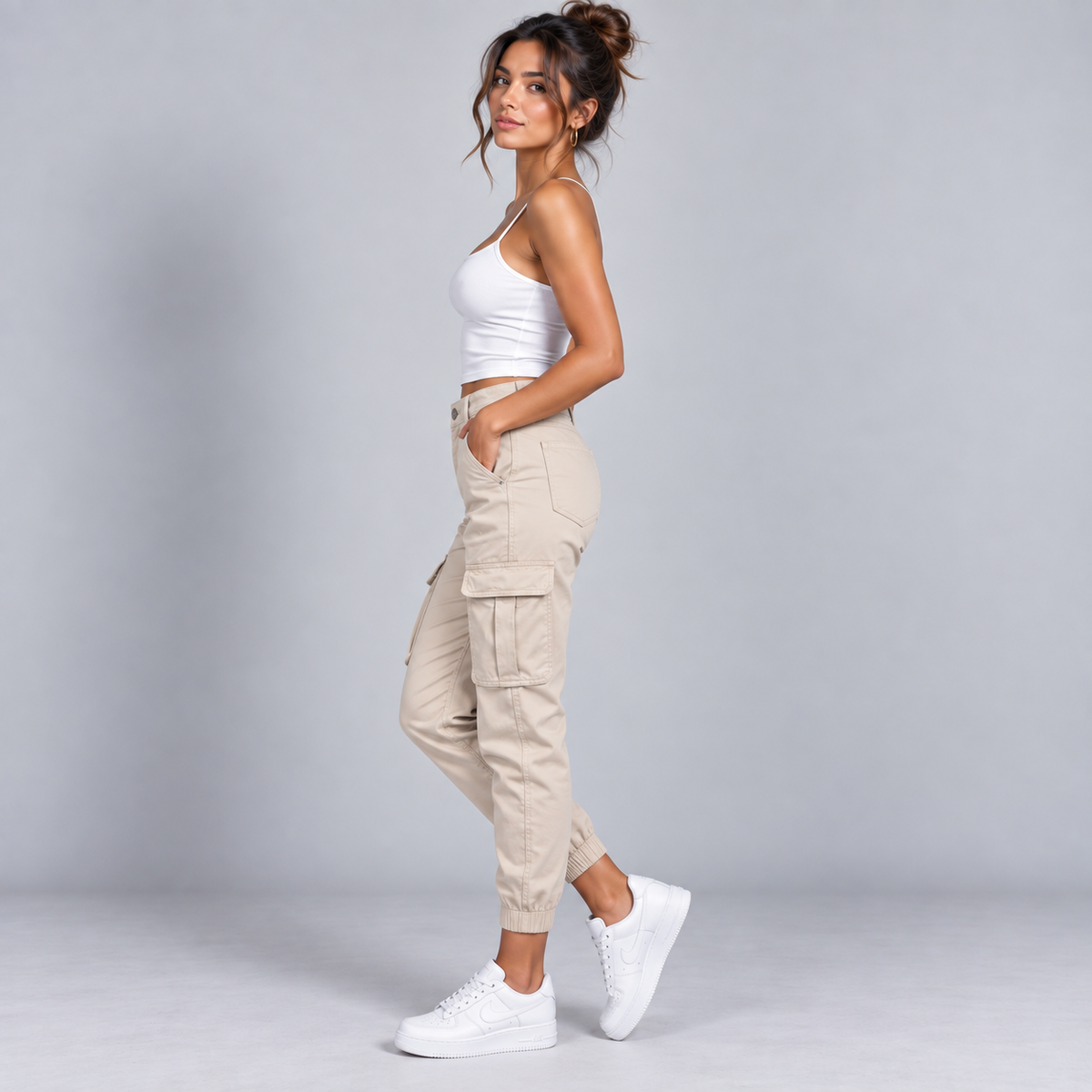 Pantalón Cargo para Mujer con Múltiples Bolsillos | Corte Relajado y Pierna Larga | Estilo Urbano para Uso Diario y Viajes