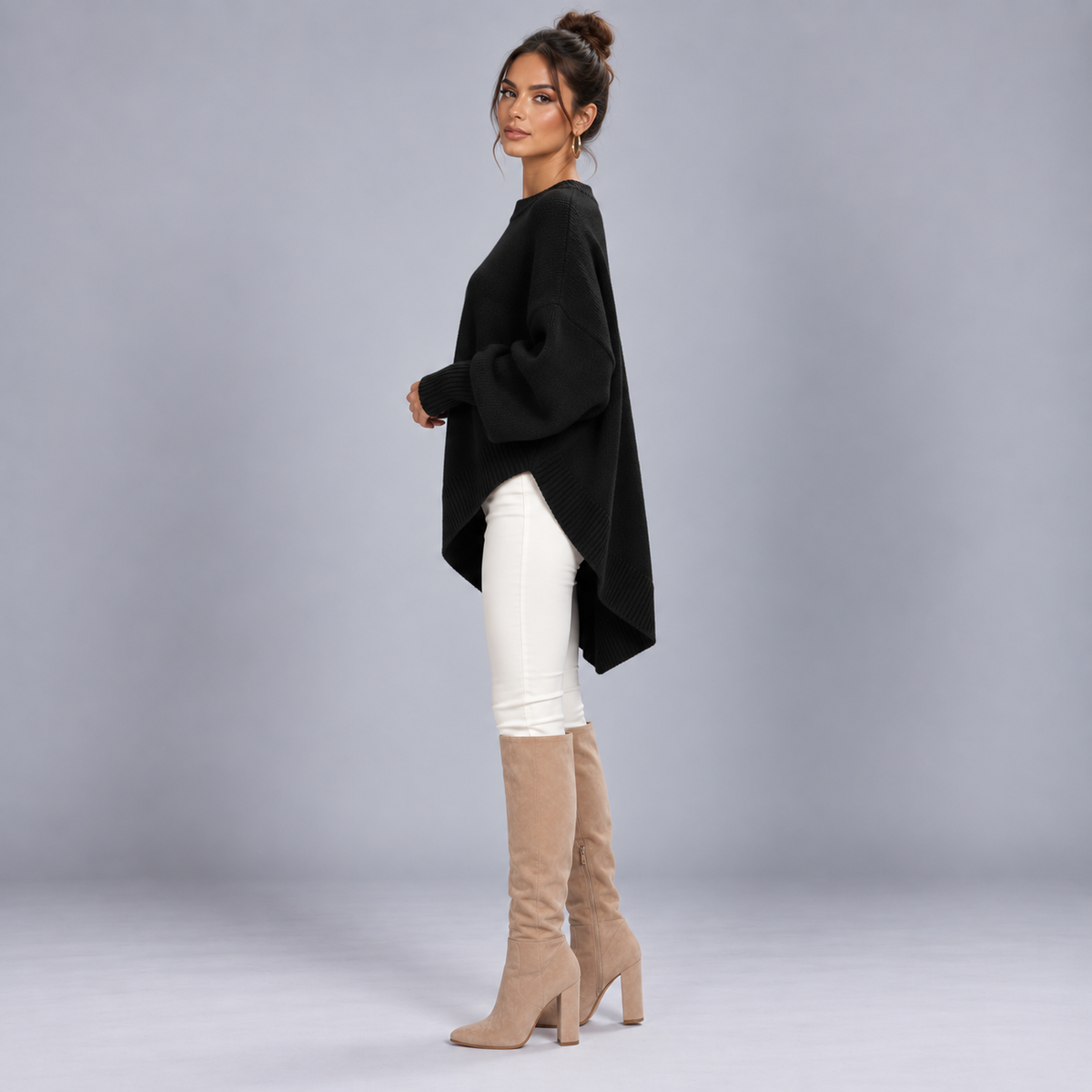Jersey de punto fino para mujer con corte entallado