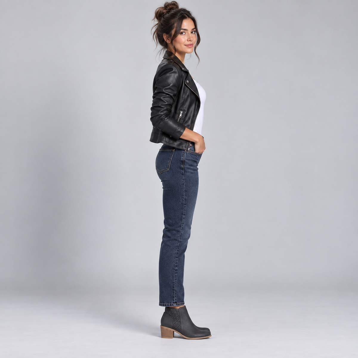 Botines de Mujer Calados con Tacón Bajo y Cremallera | Diseño Perforado y Punta Versátil | Estilo Casual para Otoño y Primavera