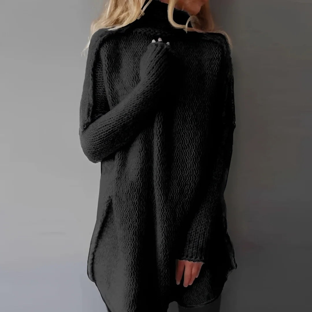 Suéter de cuello alto para mujer con corte entallado