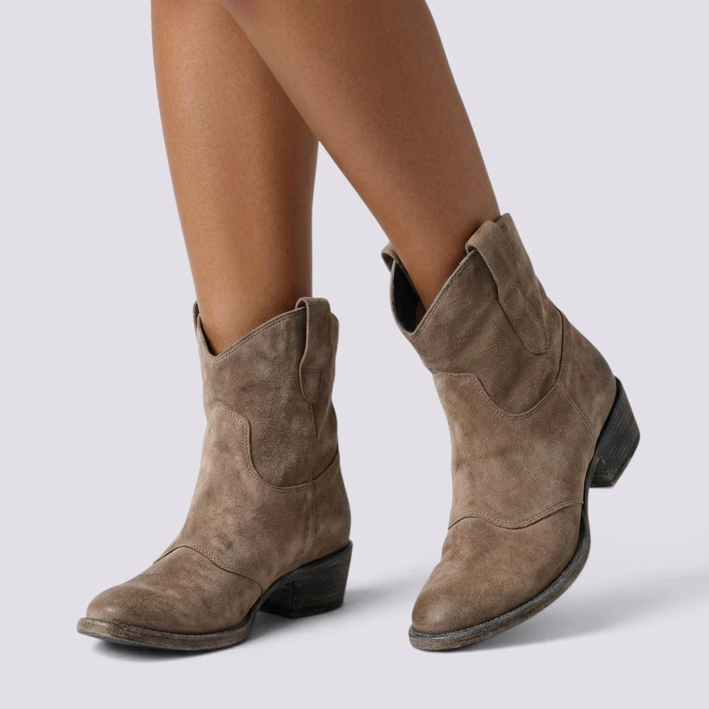 Botines de ante para mujer con tacón cuadrado bloque