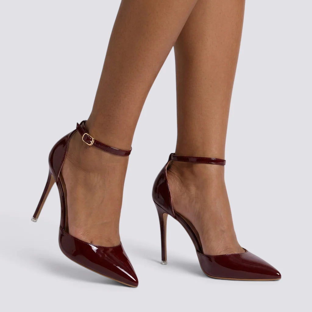 Sandalias de tacón de aguja para mujer con correa ajustable en el tobillo