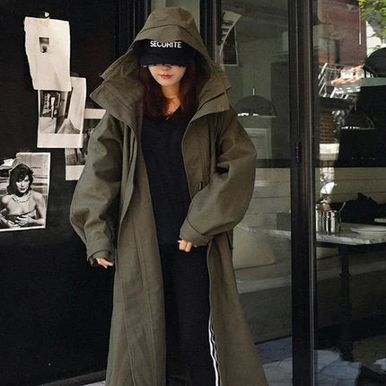Parka Extragrande para Mujer con Cintura Ajustable con Cordón