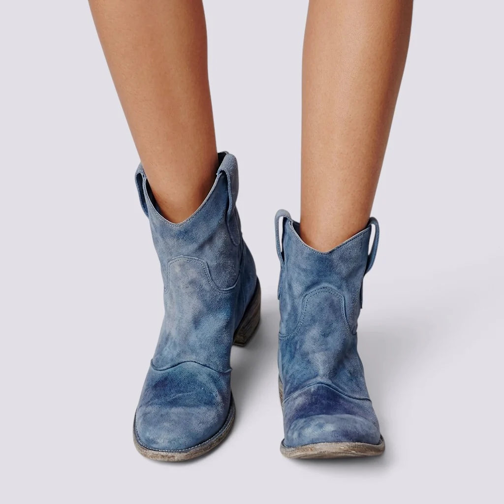 Botines de ante para mujer con tacón cuadrado bloque