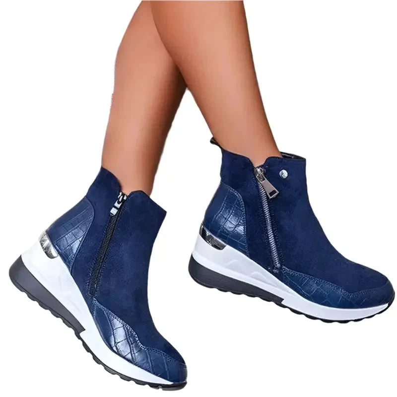 Botas de invierno para mujer con tacón de cuña y forro térmico