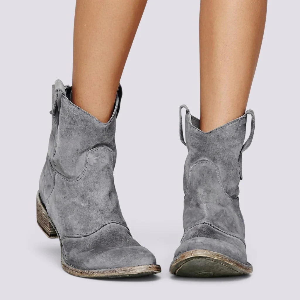 Botines de ante para mujer con tacón cuadrado bloque