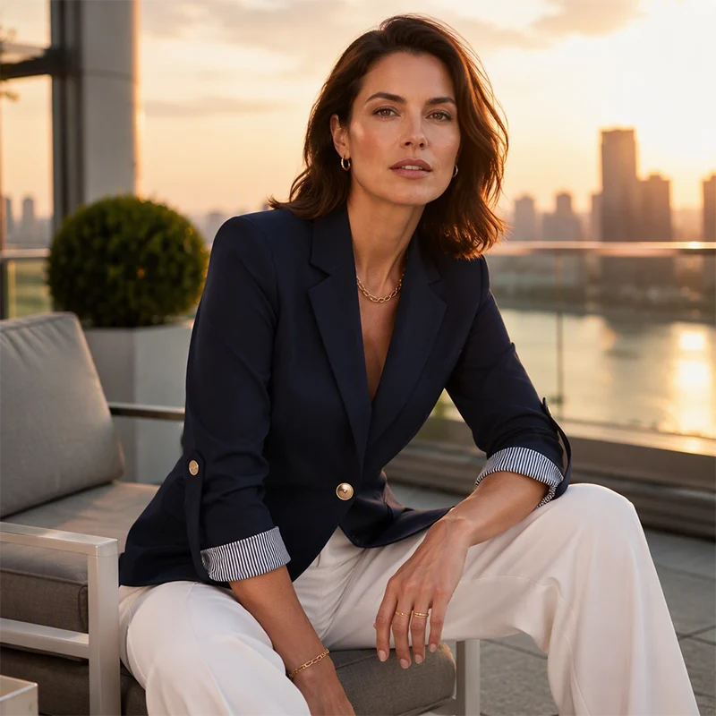 Blazer de mujer con corte entallado y solapa estrecha