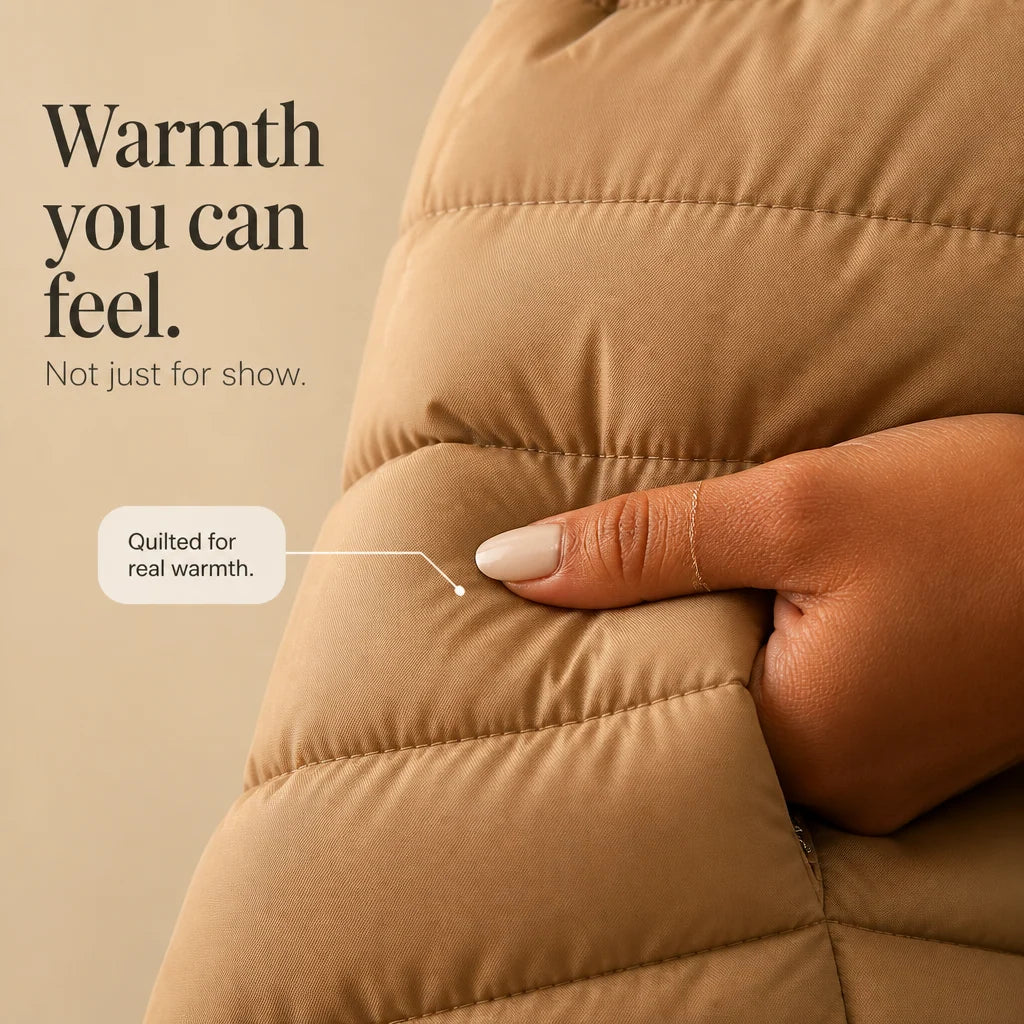 Chaqueta acolchada tipo puffer para mujer, mezcla de algodón con mangas de punto
