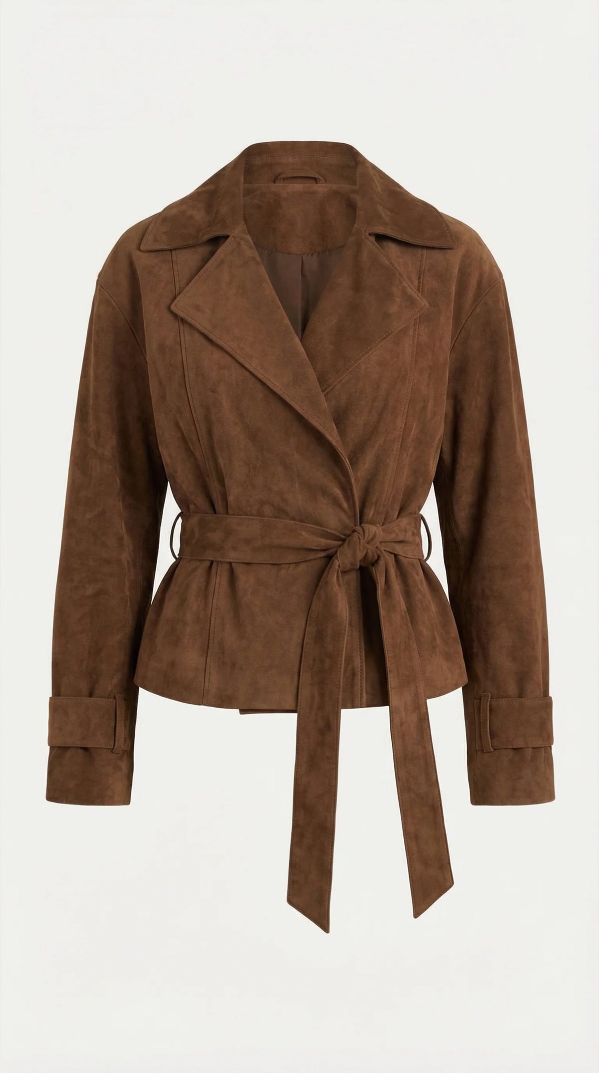 Chaqueta cruzada para mujer con cinturón ajustable en la cintura