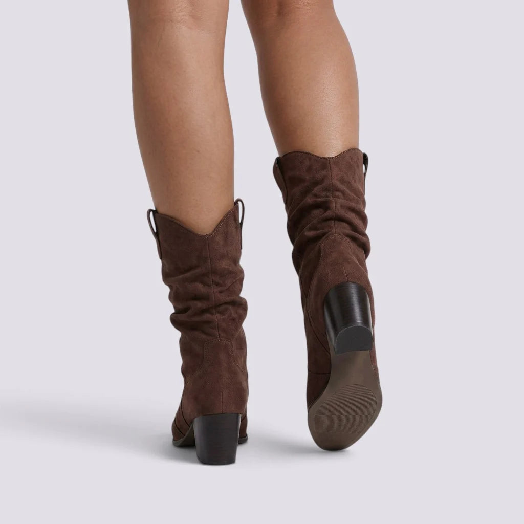 Botines de ante para mujer con tacón bloque