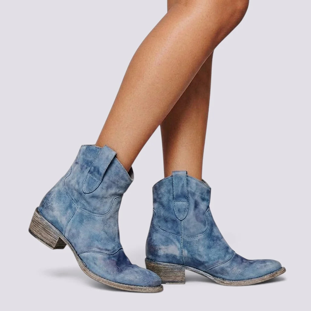 Botines de ante para mujer con tacón cuadrado bloque