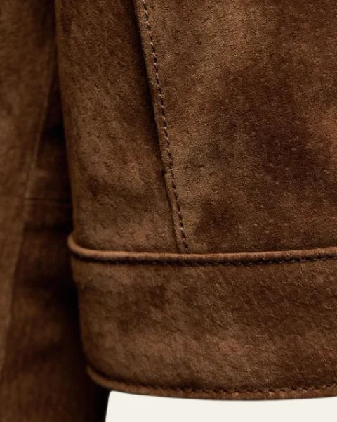 Chaqueta de mujer de ante sintético con cuello alto
