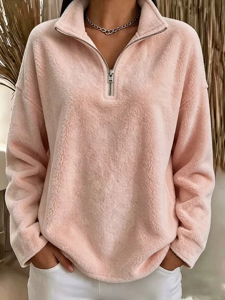 Sudadera de forro polar para mujer con media cremallera