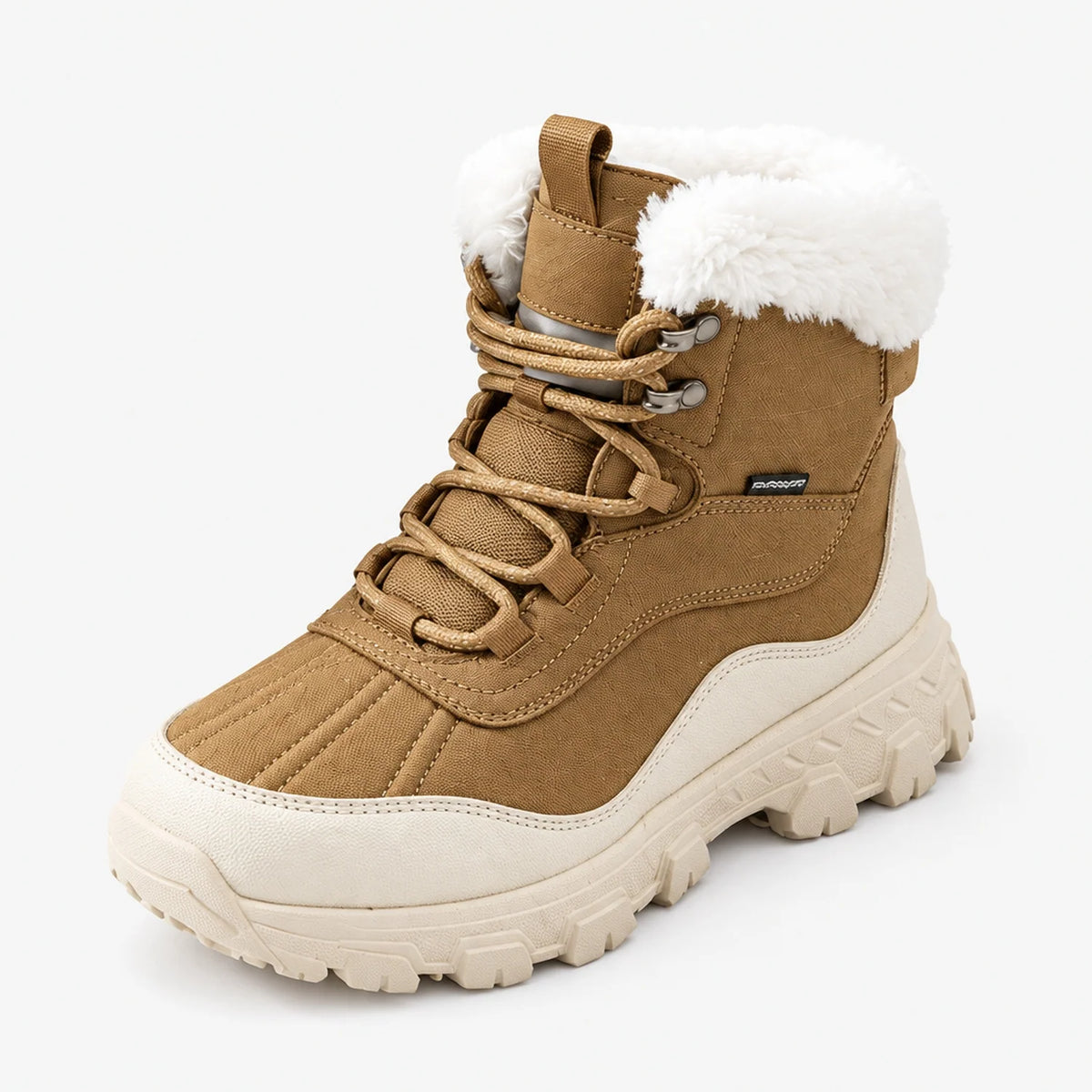Botas de invierno impermeables para mujer con cuello de piel sintética