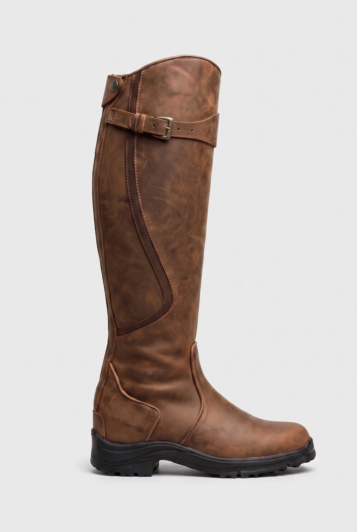 Botas de montar para mujer hasta la rodilla con hebilla y cremallera