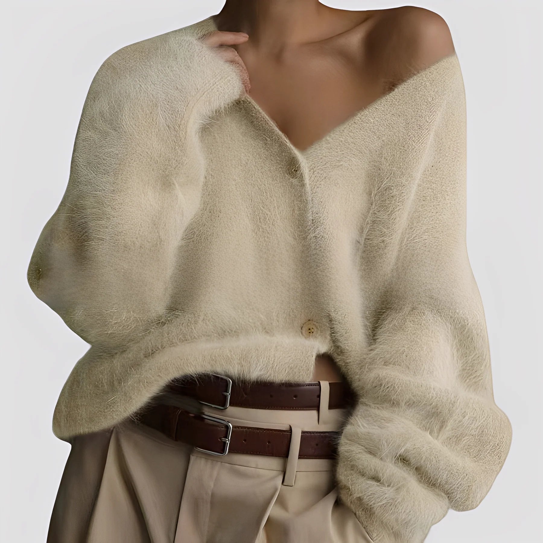 Jersey de mujer de punto suave con botonadura