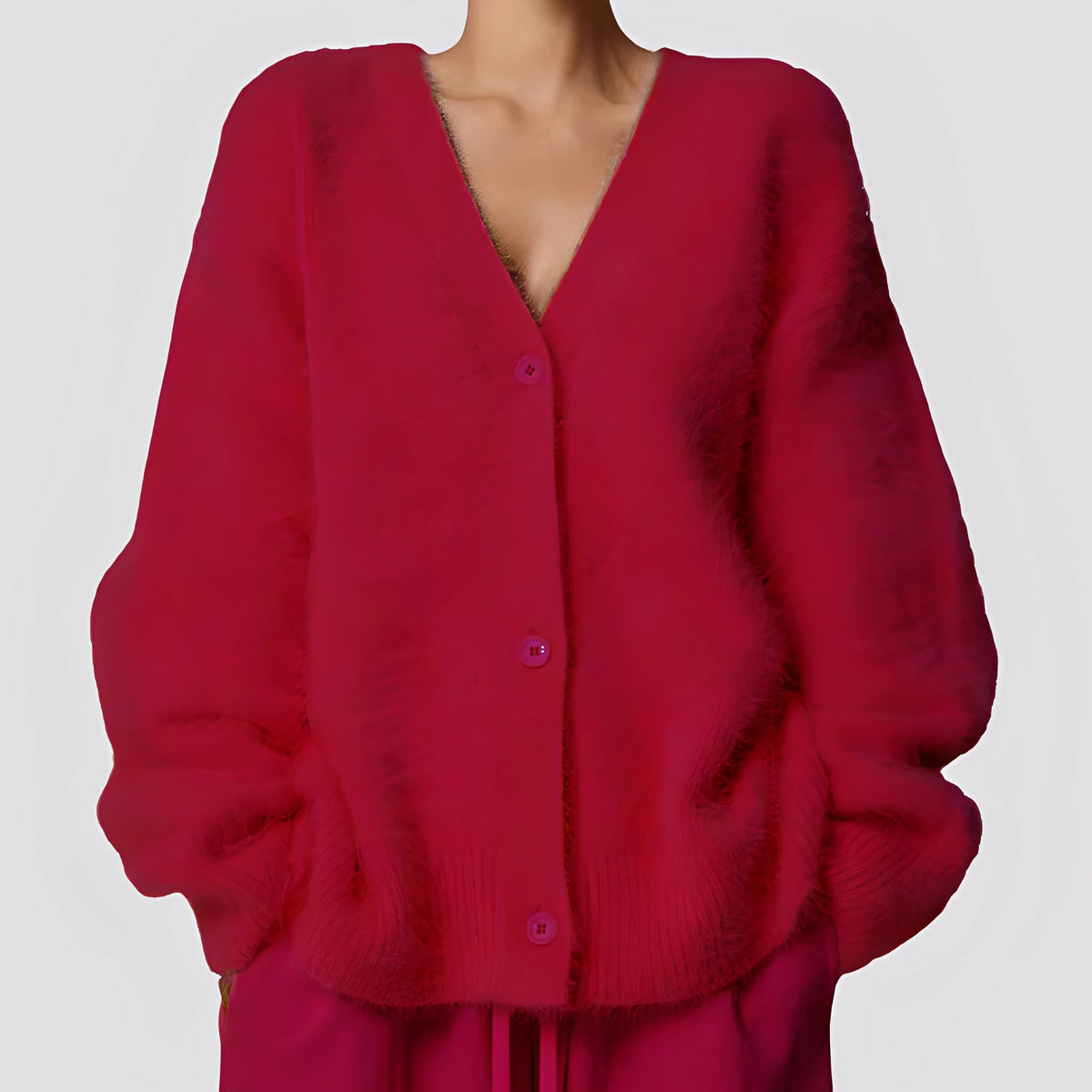 Jersey de mujer de punto suave con botonadura