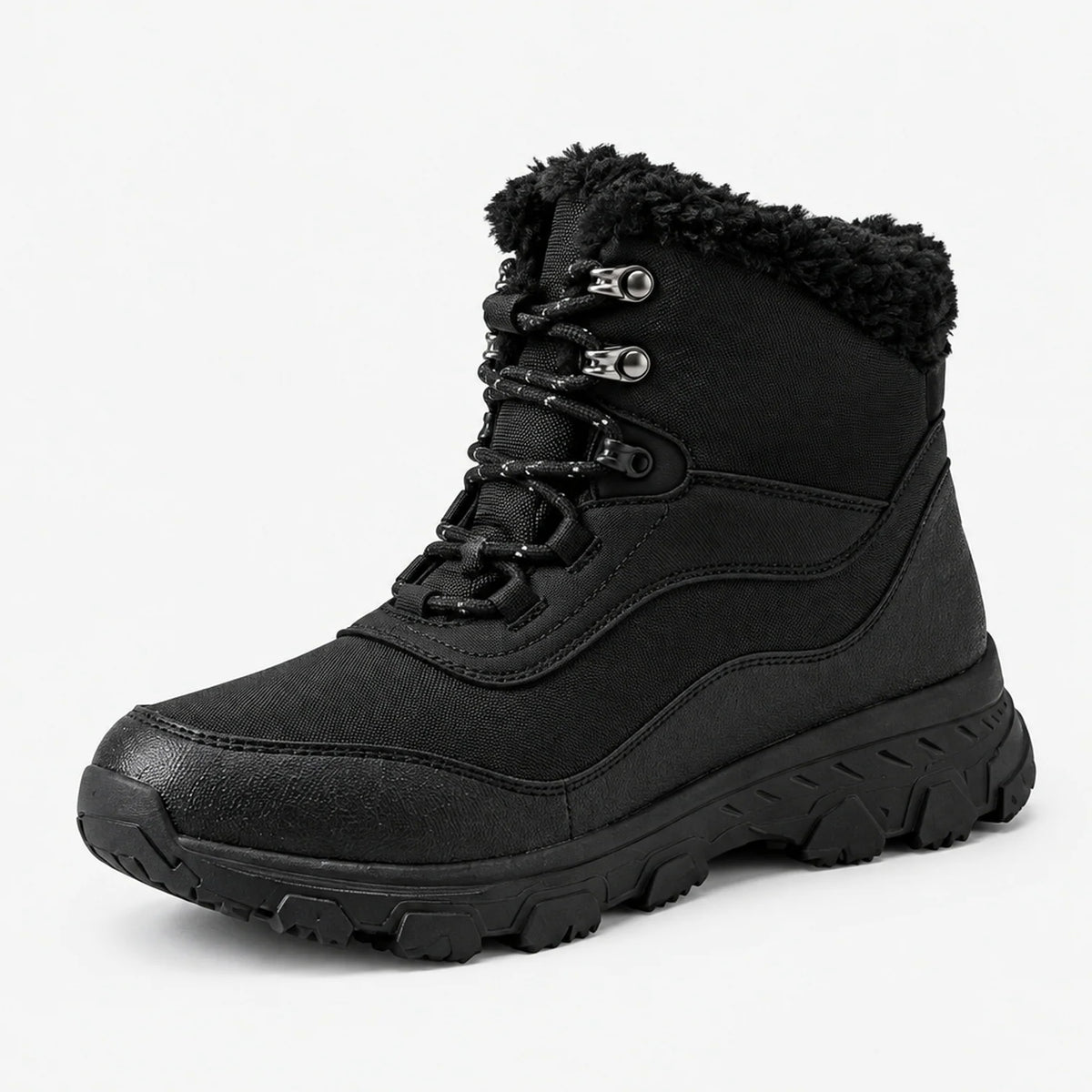 Botas de invierno impermeables para mujer con cuello de piel sintética