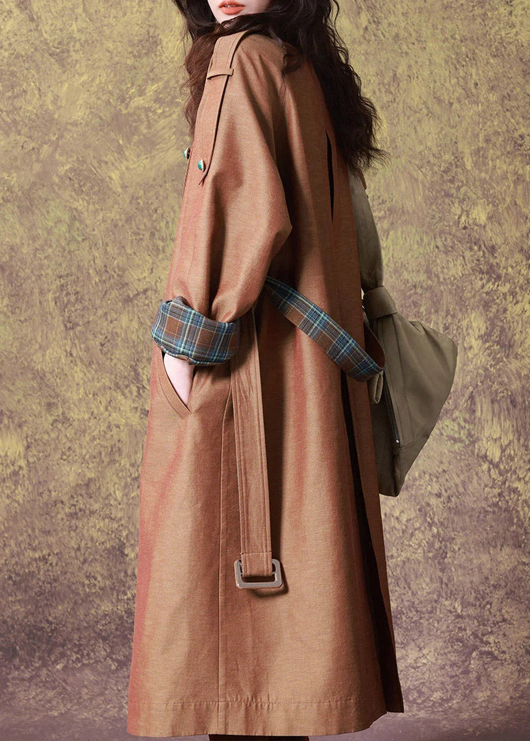Abrigo trench para mujer con escote en V y cinturón para atar