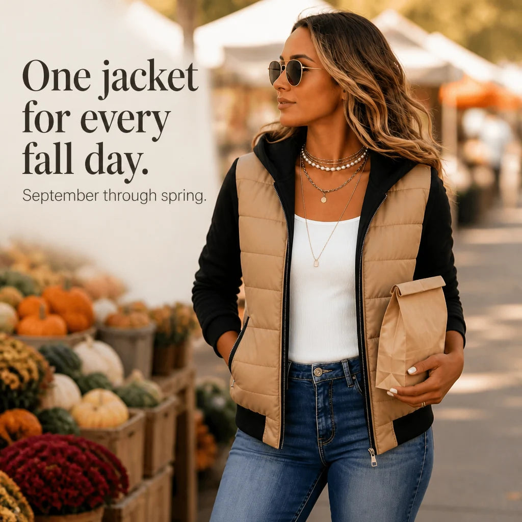Chaqueta acolchada tipo puffer para mujer, mezcla de algodón con mangas de punto
