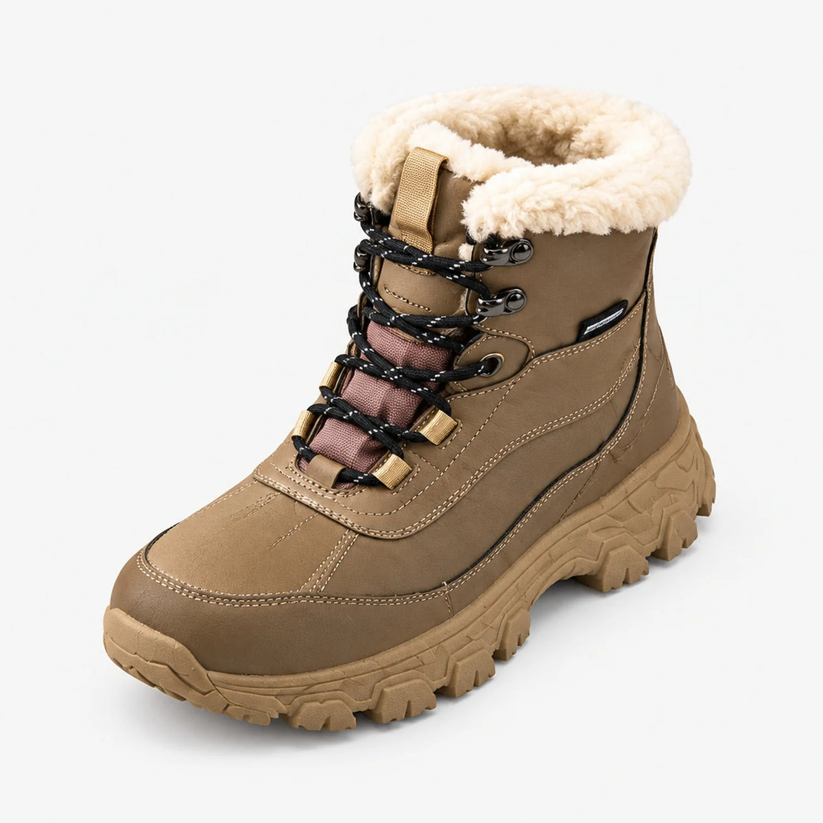 Botas de invierno impermeables para mujer con cuello de piel sintética