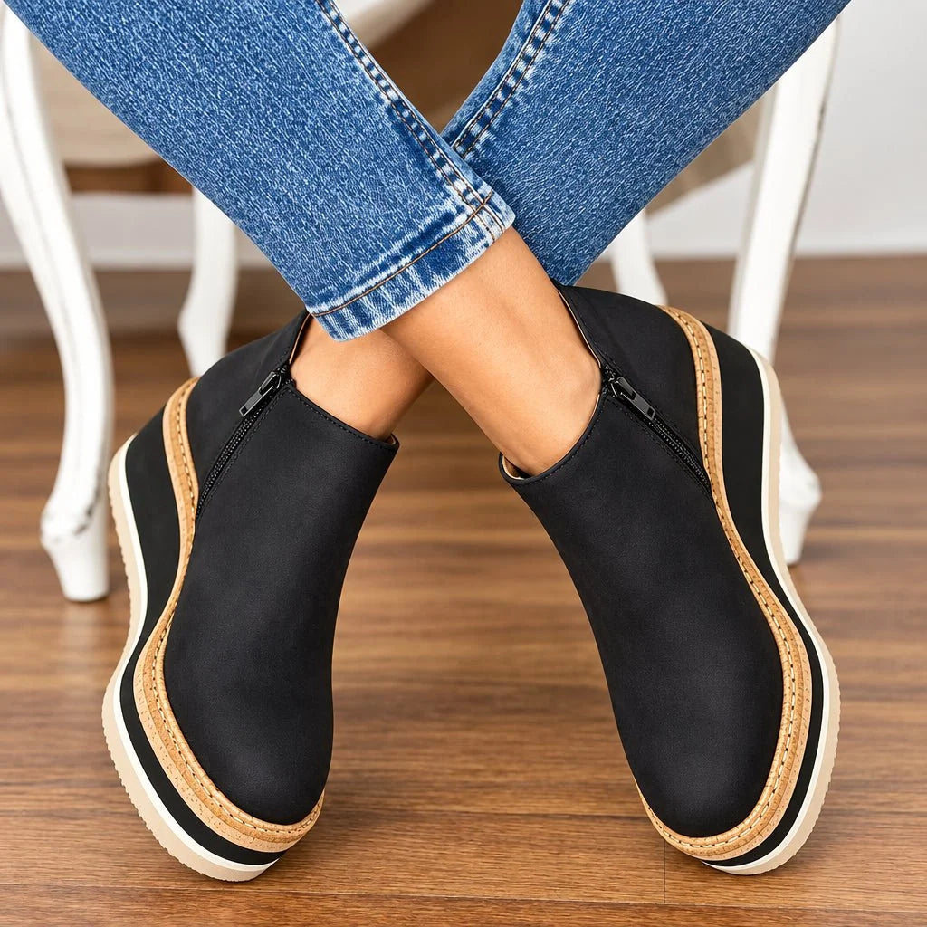 Botines de cuña para mujer con suela de plataforma
