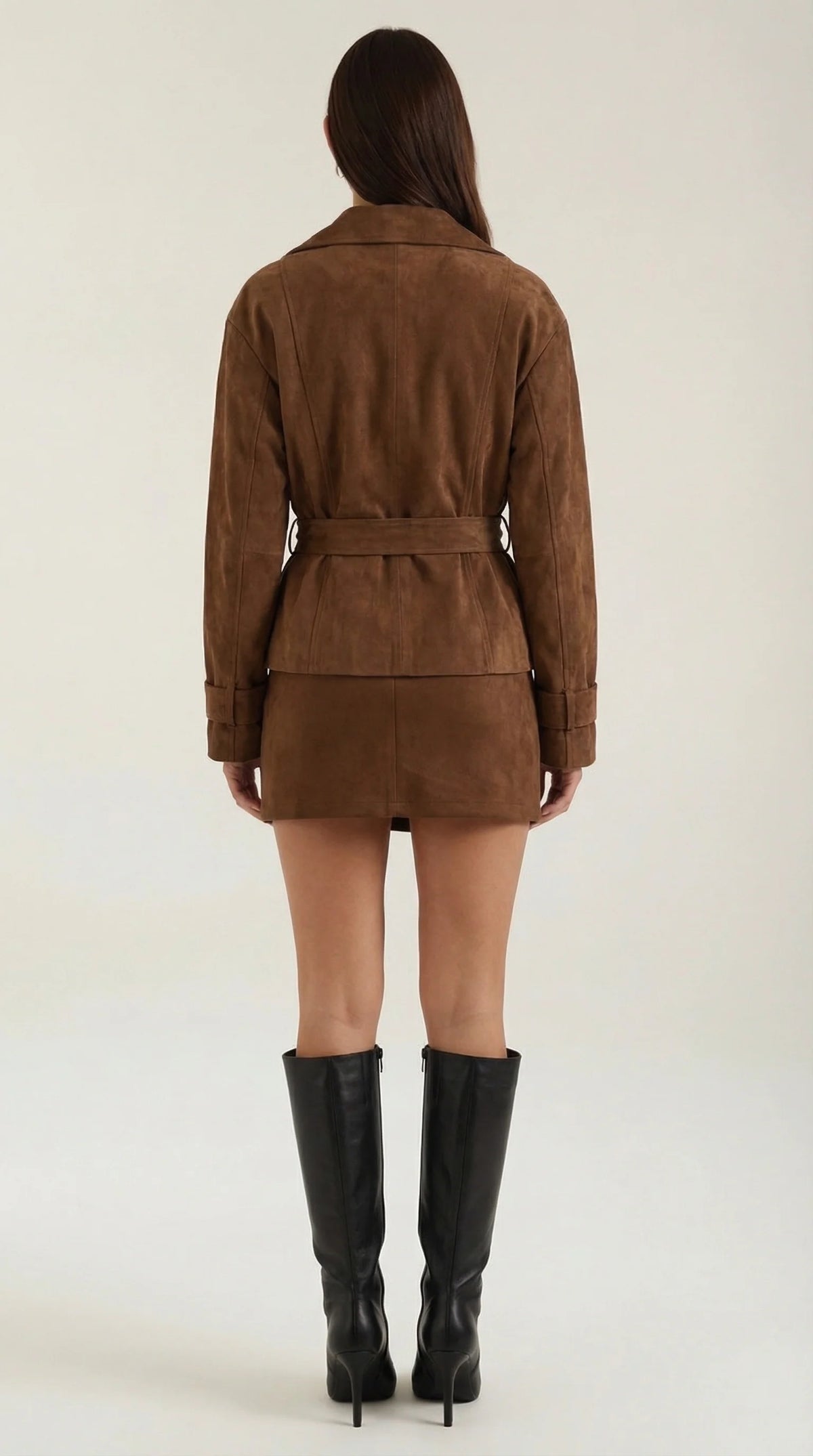 Chaqueta cruzada para mujer con cinturón ajustable en la cintura
