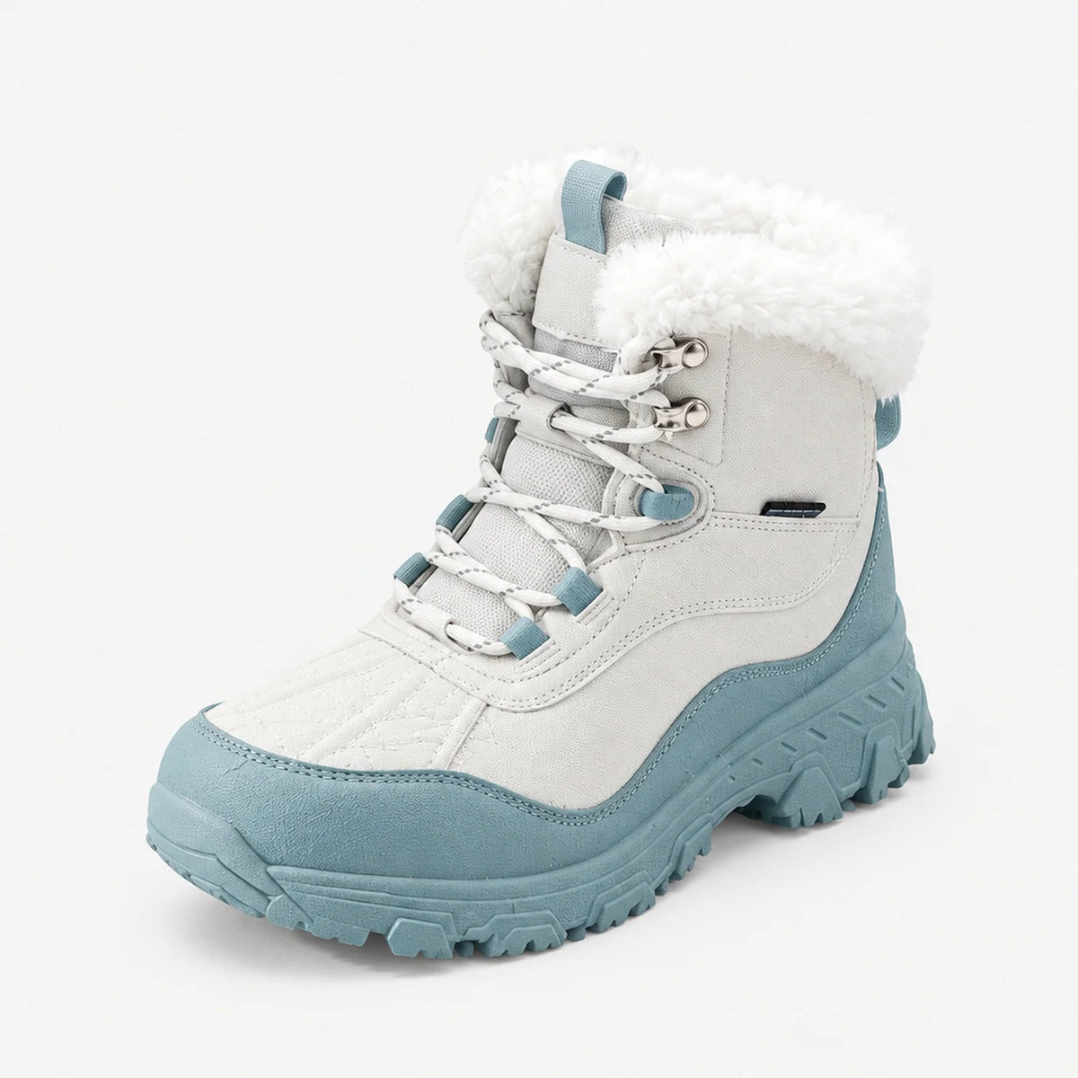 Botas de invierno impermeables para mujer con cuello de piel sintética