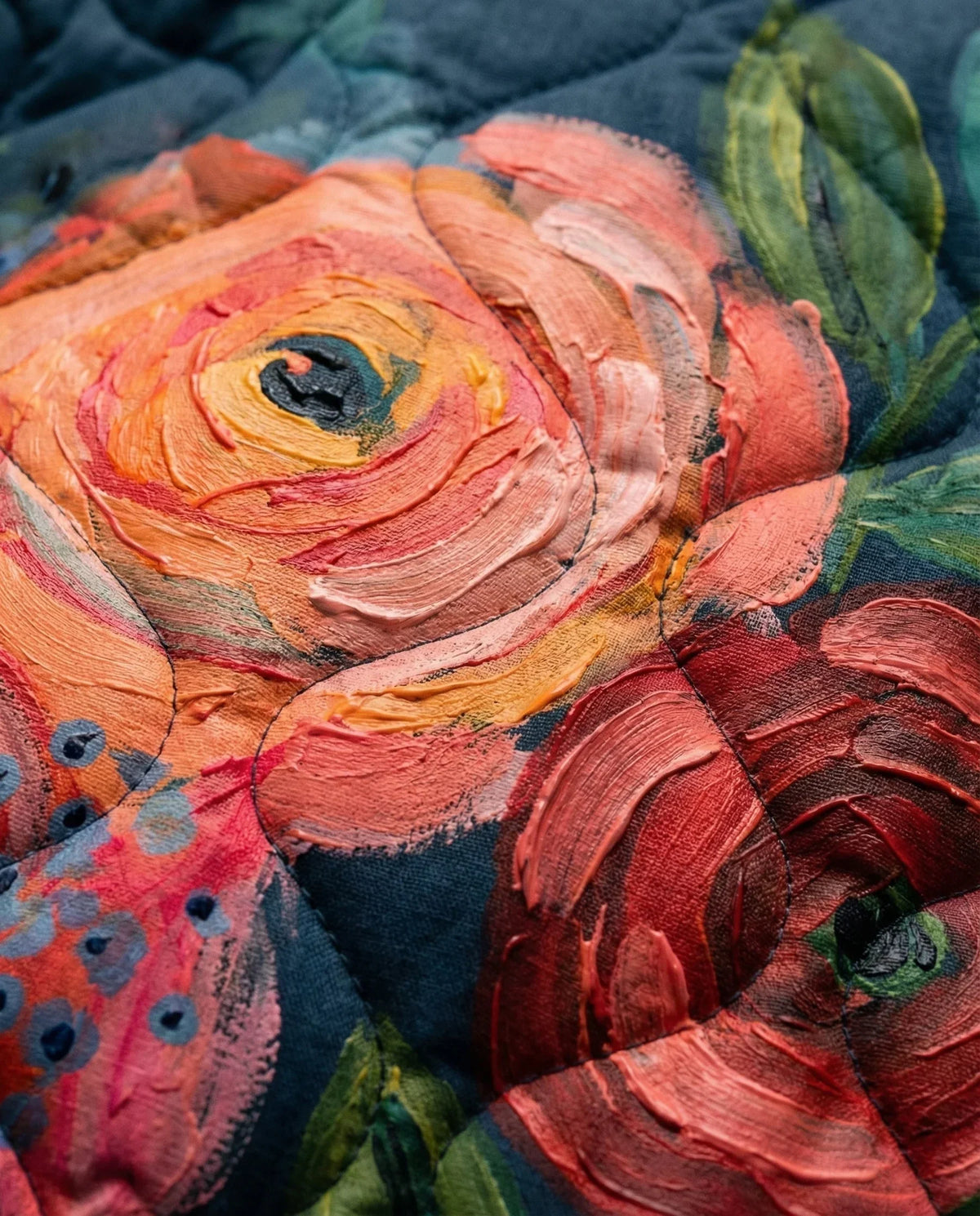 Chaqueta acolchada para mujer con costuras de flores