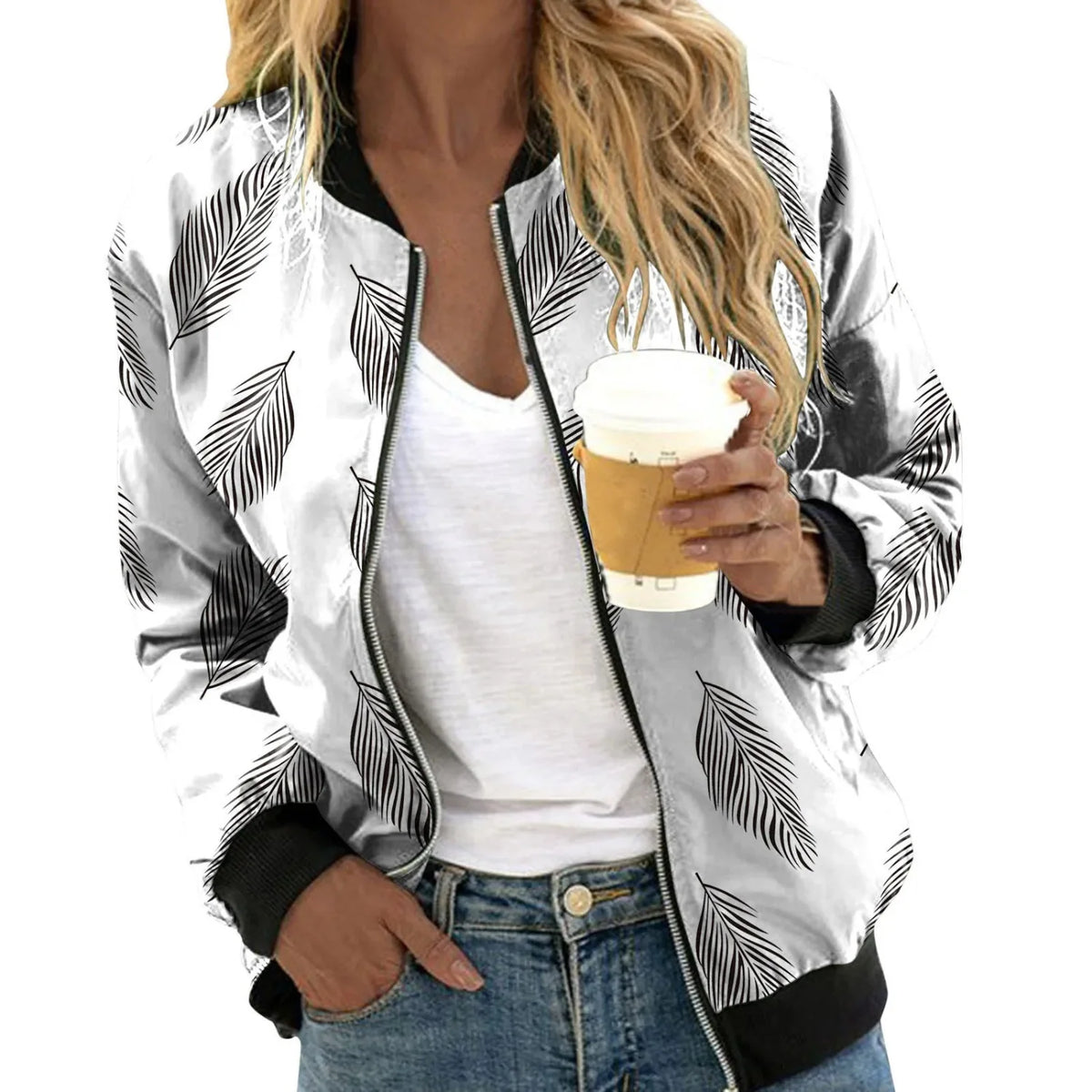 Chaqueta bomber de mujer con estampado floral