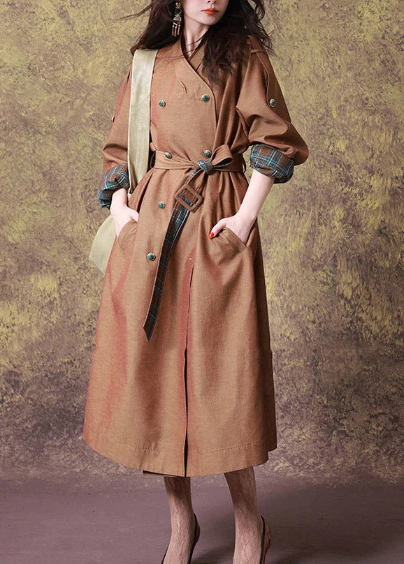 Abrigo trench para mujer con escote en V y cinturón para atar