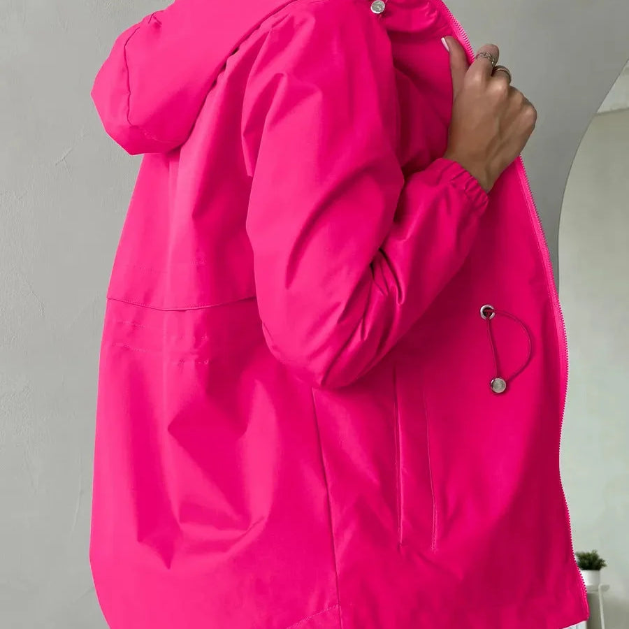 Chaqueta outdoor para mujer con capucha ajustable y bolsillos