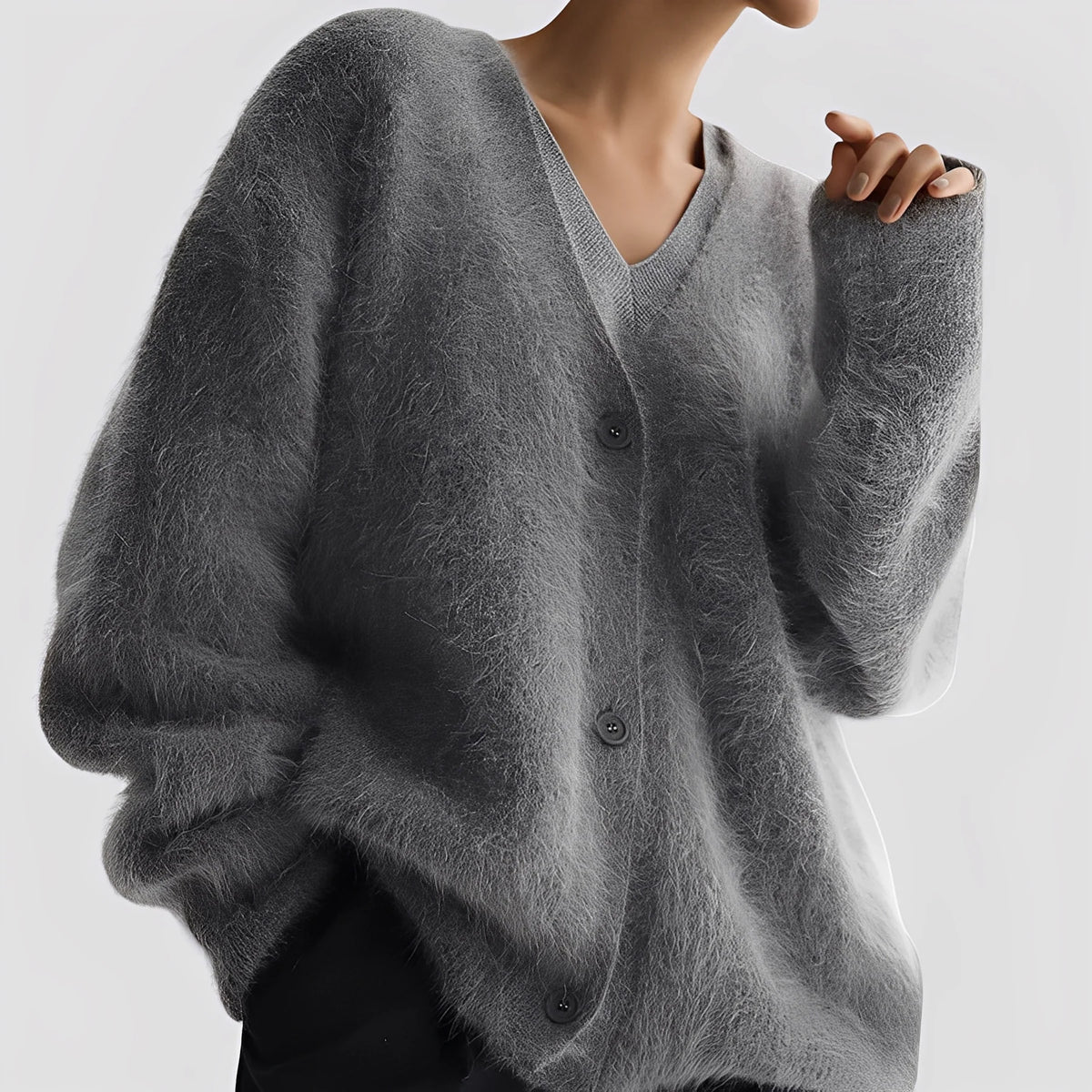Jersey de mujer de punto suave con botonadura
