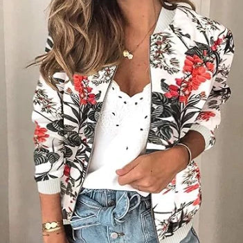 Chaqueta bomber de mujer con estampado floral