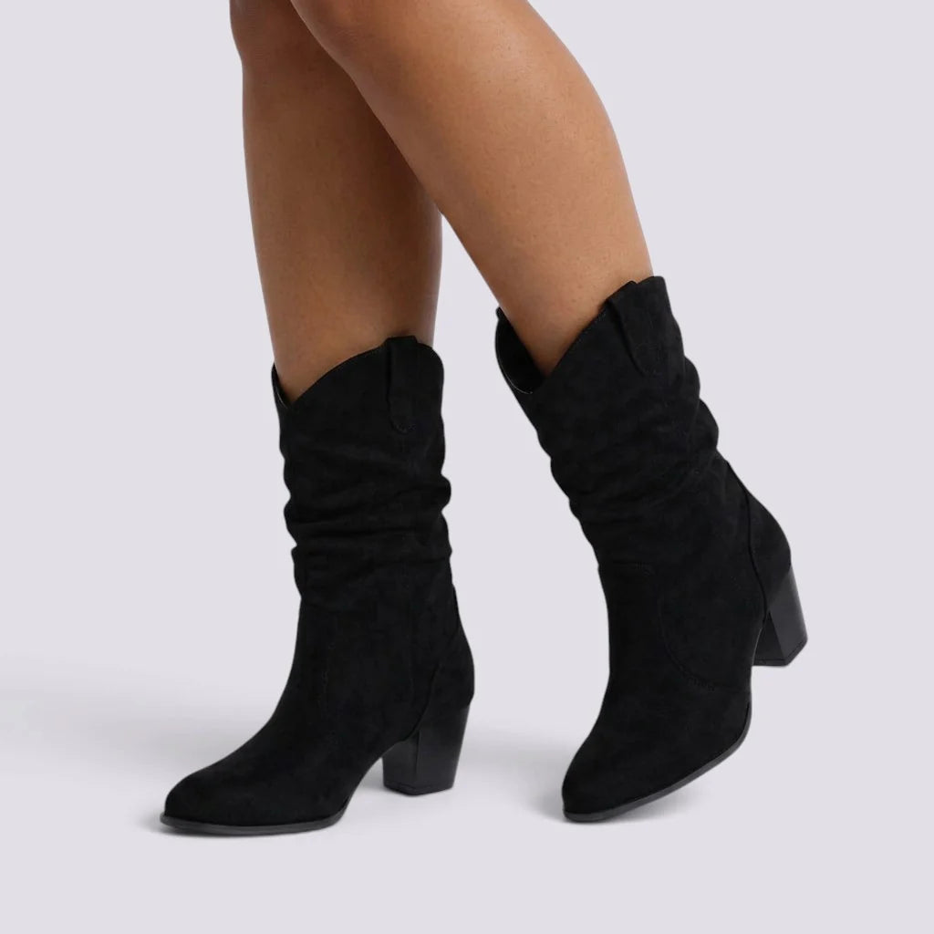 Botines de ante para mujer con tacón bloque