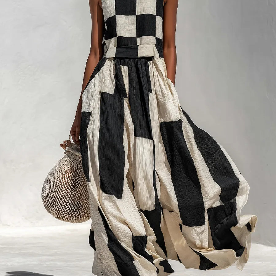 Vestido largo maxi para mujer con mangas anchas corte amplio