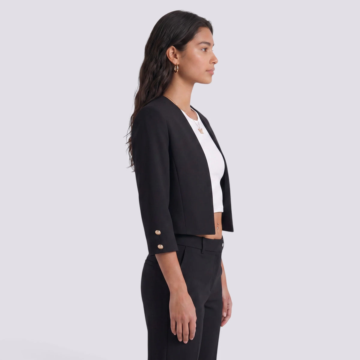 Chaqueta corta bomber para mujer con aberturas laterales