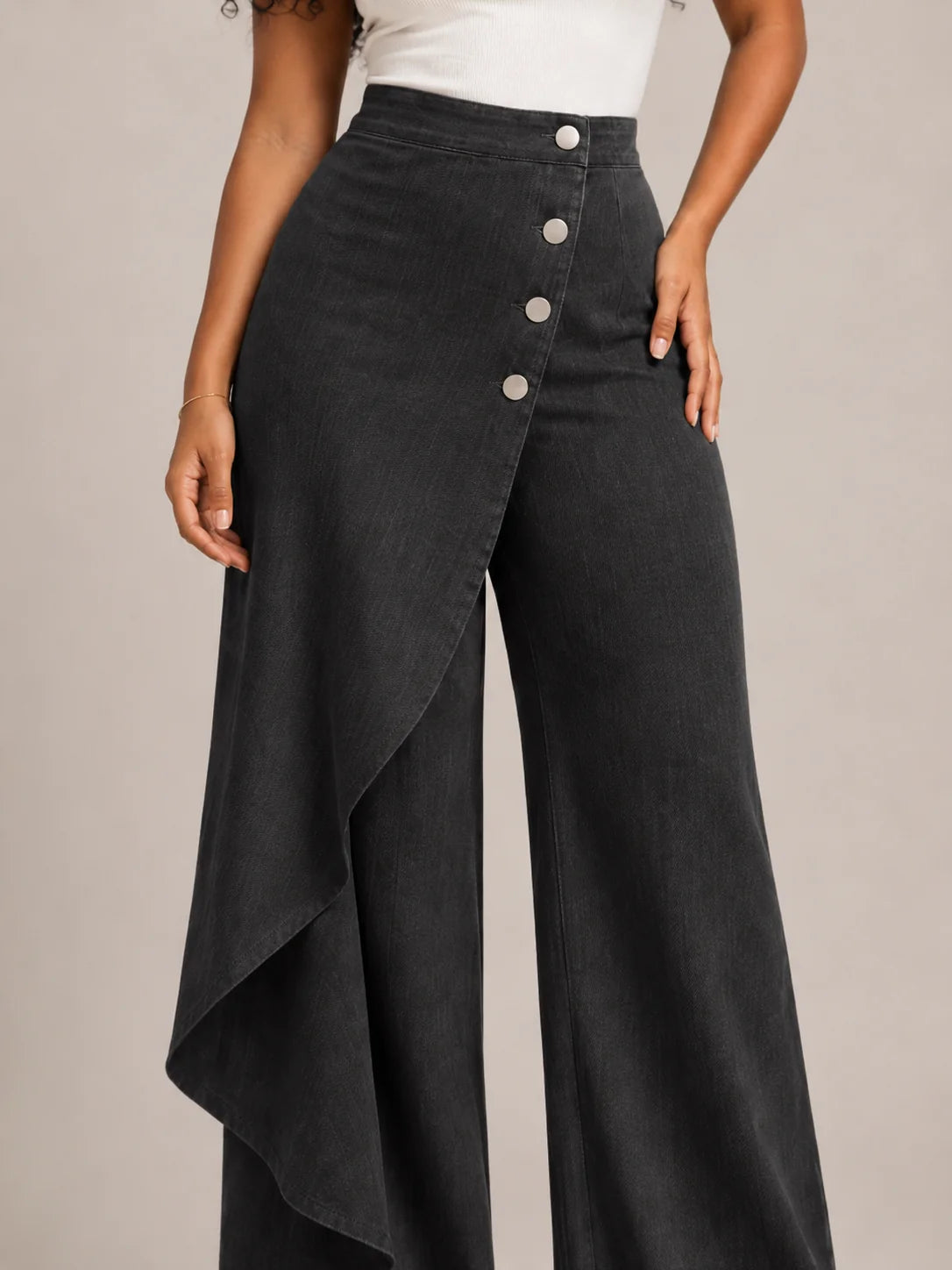 Pantalones Palazzo de mujer con panel envolvente asimétrico