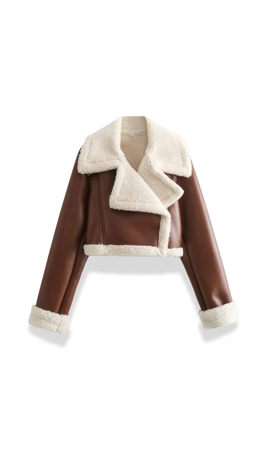 Chaqueta de mujer efecto piel con detalles de borreguito