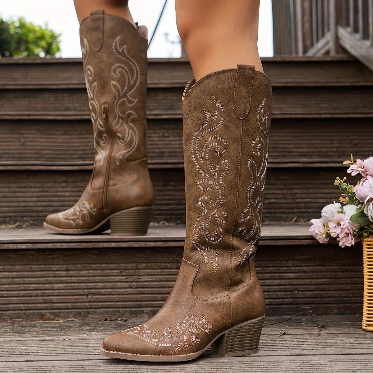 Botas Vaqueras de Mujer hasta la Rodilla con Caño Ancho