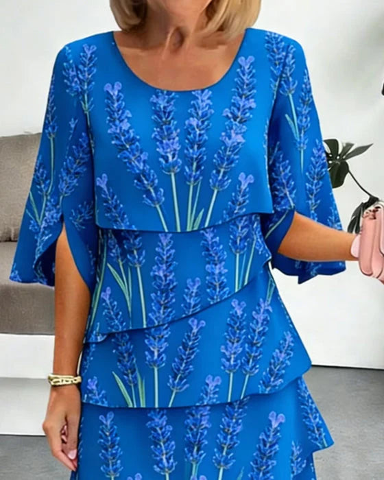 Vestido de mujer hasta la rodilla con volantes escalonados