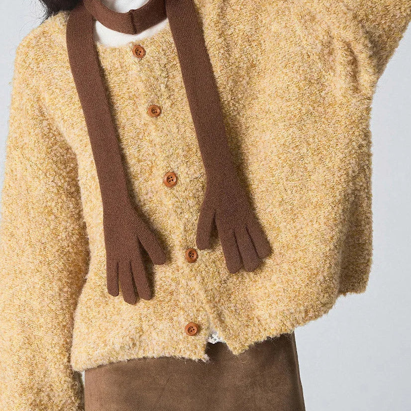 Chaqueta de punto para mujer de mezcla de algodón con botones