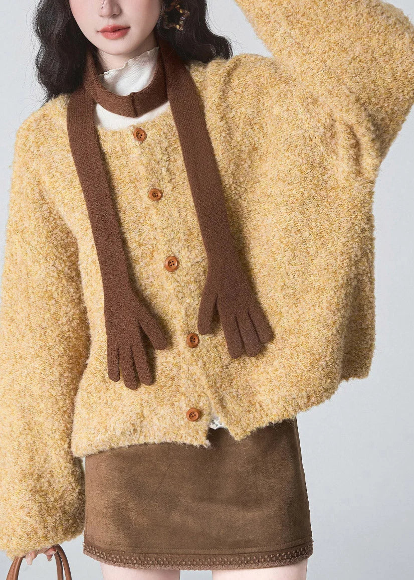 Chaqueta de punto para mujer de mezcla de algodón con botones