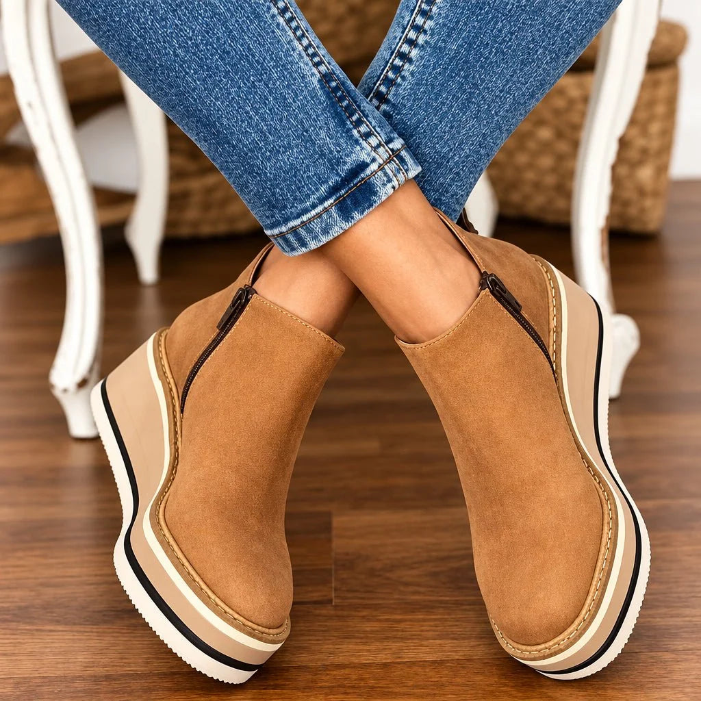 Botines de cuña para mujer con suela de plataforma