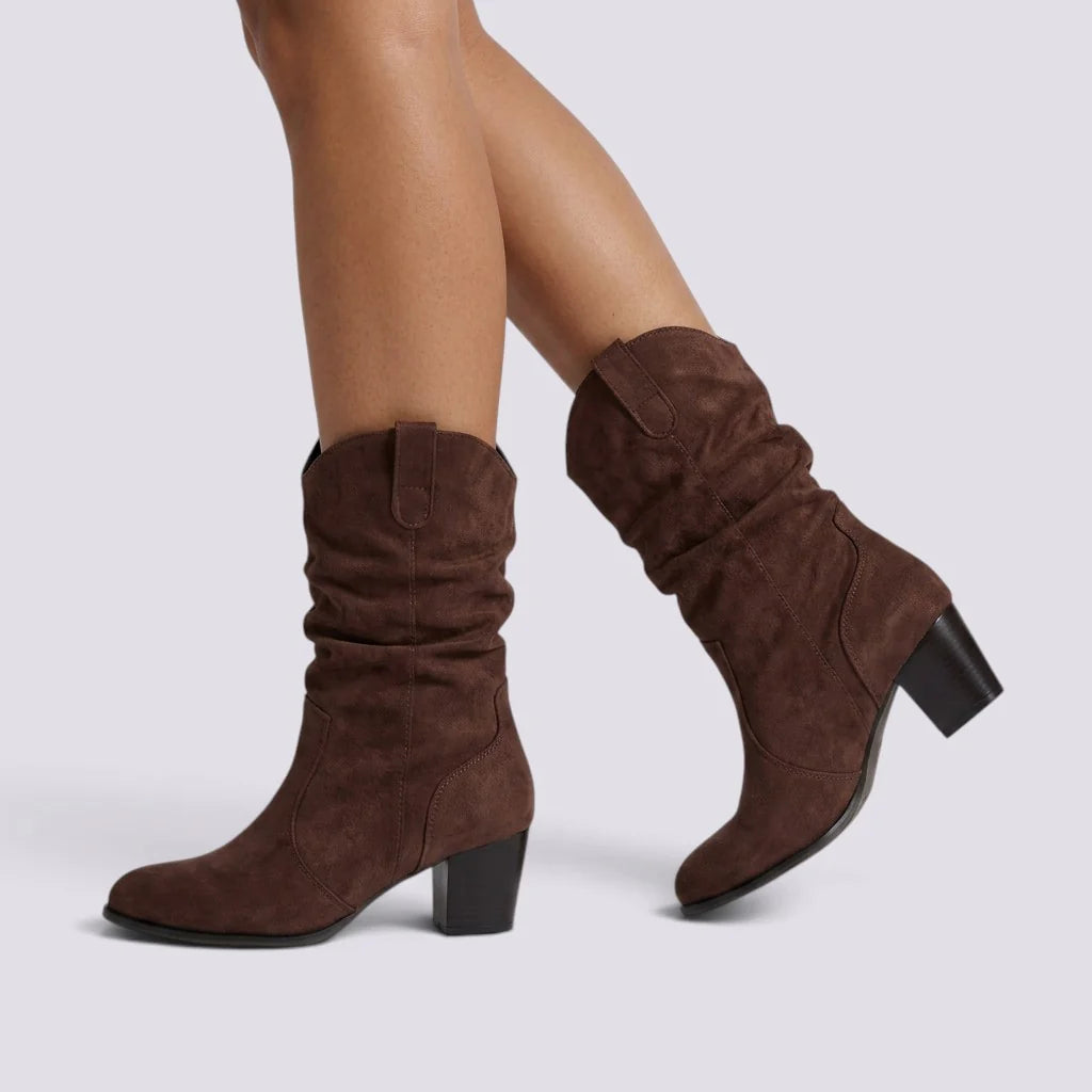 Botines de ante para mujer con tacón bloque