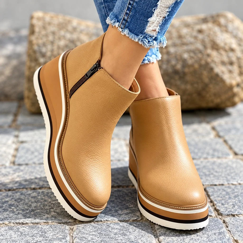 Botines de cuña para mujer con suela de plataforma